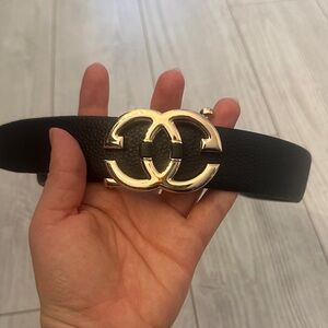 Elegant Black Belt with Gold Clasp